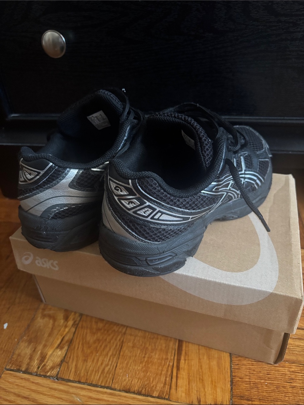 ASICS Kids Black and Silver Lace-Up Sneakers